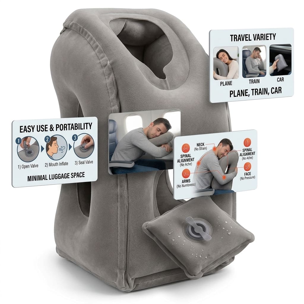 Tezly Portable Inflatable Travel Pillow